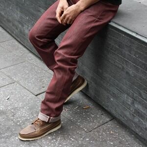 Gustin #144 Oxblood2 Slim Fit Japanese Selvedge Jeans Sz 29 Red 29X33